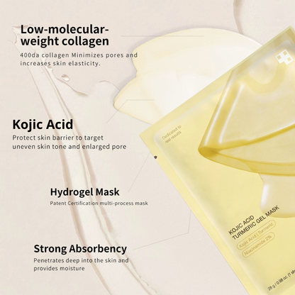 thejijo Kojic Acid Turmeric Gold Collagen Mask in a jar, showing a luxurious golden facial mask with turmeric and collagen ingredients
