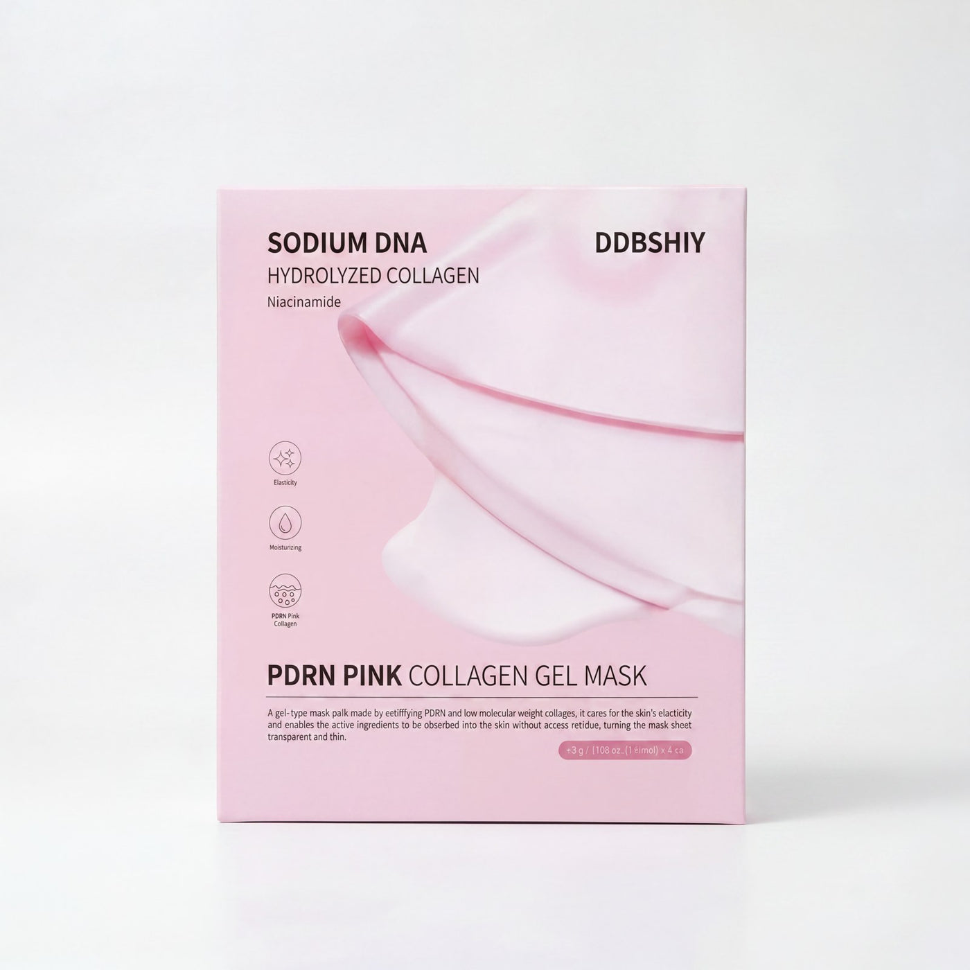 DDBSHIY PDRN Pink Collagen Hydrogel Mask box, Korean PDRN collagen gel sheet mask