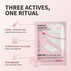 PDRN collagen hydrogel mask ingredients: PDRN sodium DNA, hydrolyzed collagen, niacinamide