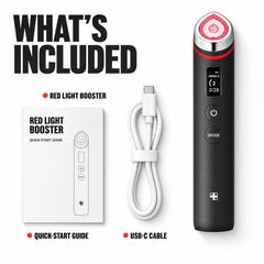 What's included: Red Light Booster device, USB-C cable and quick-start guide